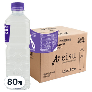 에이수 알칼리수 무라벨, 500ml, 80개