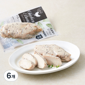 참프레 동물복지 인증 닭가슴살 수비드 블랙페퍼, 115g, 1개입, 6개