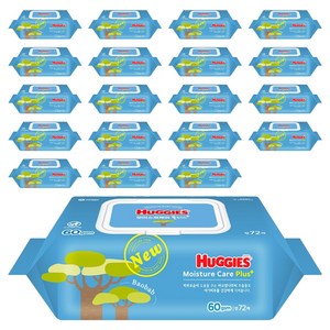 하기스 모이스쳐케어 플러스 유아물티슈 캡형, 60g, 72개입, 20개