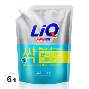 리큐 진한겔 하이브리드 드럼세탁기용 액상세제 리필, 2.1L, 6개