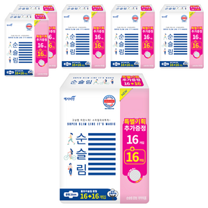 예지미인 순슬림 생리대 날개형, 중형, 32개입, 6개