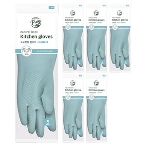 프로그 라텍스 컴포트 고무장갑, 애쉬블루, 소(S), 6세트