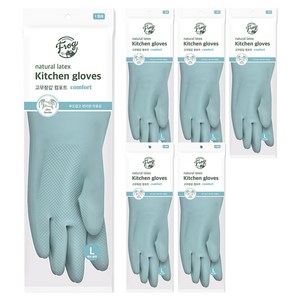 프로그 라텍스 컴포트 고무장갑, 애쉬블루, 대(L), 6세트