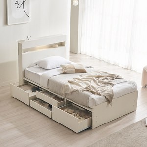 삼익가구 뉴 루시드 LED 4단 서랍 수납 침대 프레임 + 본넬스프링 매트리스 세트 방문설치