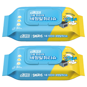 스카트 기름 찌든때 세정 탈취 티슈 30매, one size, 2개