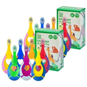 네이쳐러브메레 이지그립 애니멀 아기 칫솔 1단계, 혼합색상, 7개입, 2세트