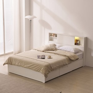 파로마 멜로 LED 빅수납 침대 프레임 + 본넬 매트리스 세트 Q 방문설치