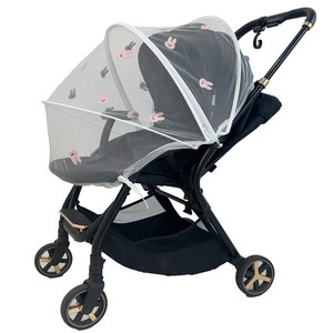 어프리비 유모차 모기장 커버 방충망 햇빛가리개, 토끼화이트, 1개