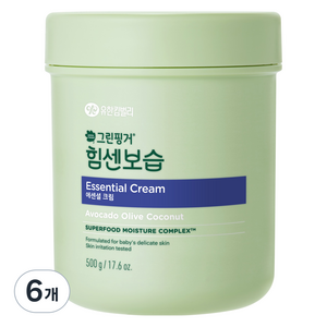 그린핑거 힘센보습 대용량 영유아 에센셜 크림 오렌지그린티향, 500g, 6개