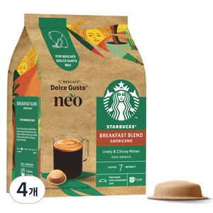 스타벅스 네오 브렉퍼스트 블렌드 아메리카노 캡슐커피, 7.7g, 12개입, 4개