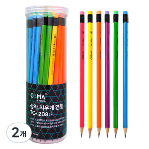 투코비 코마 삼각 지우개 연필 B TC-208 48본입, 혼합색상, 2세트