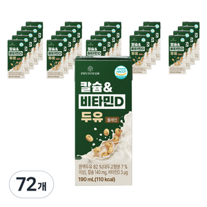 파이토메이드 칼슘&비타민D 두유 플레인, 190ml, 72개