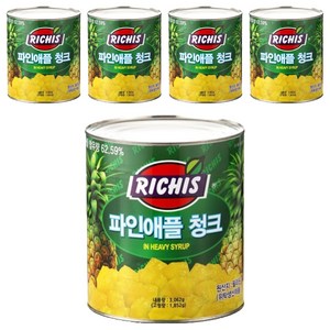 리치스 파인애플청크 캔, 3.062kg, 5개