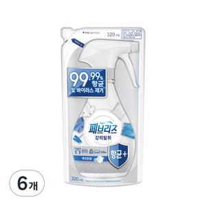 페브리즈 항균 플러스 섬유탈취제 보충형, 320ml, 6개