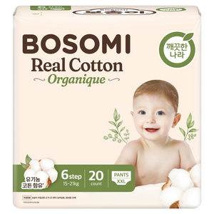 보솜이 리얼코튼 오가니크 팬티형 기저귀 남여공용, 6단계, 20매