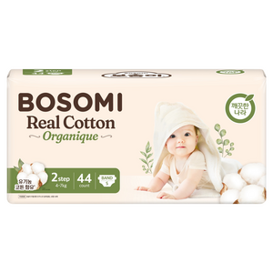 보솜이 리얼코튼 오가니크 밴드형 기저귀 남여공용, 2단계, 44매