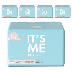 잇츠미 퓨어앤핏 생리대, 대형, 10개입, 5개