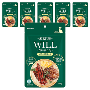 LG생활건강 강아지 시리우스 윌 스테이크스틱, 비프, 100g, 6개