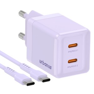 어반어스 GaN 45W 미니 C타입 2포트 PD PPS 초고속 충전기 60W C to C 케이블 1.5m