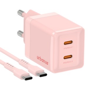 어반어스 GaN 45W 미니 C타입 2포트 PD PPS 초고속 충전기 60W C to C 케이블 1.5m