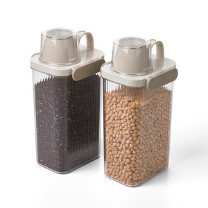 셰프토프 글라스락 간편 오픈 잡곡통, 웜그레이, 1800ml, 2개