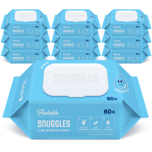 스너글스 물에 풀어지는 비데티슈 피부 저자극 인증, 60매, 55g, 10팩