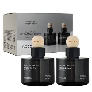 코코도르 프리미엄 빅우드볼 차량용 디퓨저 130ml 2개입, 블랙체리, 1세트