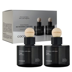 코코도르 프리미엄 빅우드볼 차량용 디퓨저 130ml 2개입, 오아시스, 1세트