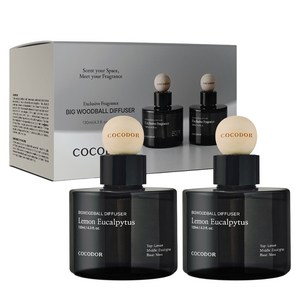 코코도르 프리미엄 빅우드볼 차량용 디퓨저 130ml 2개입, 레몬유칼립투스, 1세트