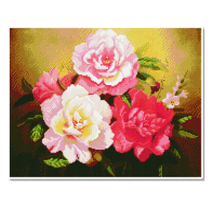 모모픽스페인팅 캔버스 액자 보석십자수 40 x 50 cm, 모란꽃 네송이(DI11), 1개