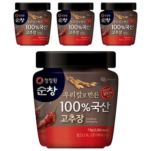 청정원순창 우리쌀로 만든 100% 국산 고추장, 1kg, 4개
