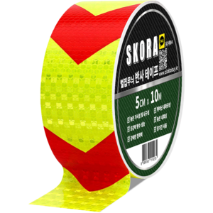 스코라 벌집무늬 반사 테이프, 5cm x 10m, 형광레드, 1개