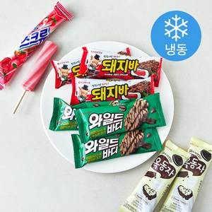 롯데웰푸드 빙과 바 스크류바 80ml 4개입 + 옥동자 70ml 4개입 + 돼지바 70ml 4개입 + 와일드바디 70ml 4개입 (냉동), 1세트