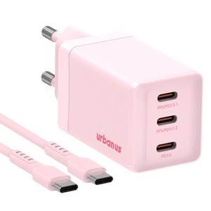 어반어스 GaN 67W 미니 C타입 3포트 PD PPS 초고속 충전기 65W C TO C 케이블 1.5m