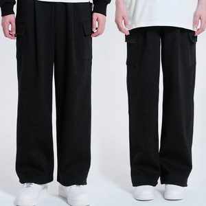 포슈어 남녀공용 사계절 원턱 와이드 트레이닝 카고 팬츠