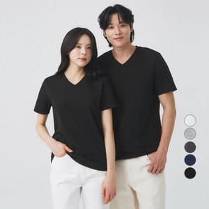 캐럿 남녀공용 통기성 브이넥 반팔 티셔츠 5컬러