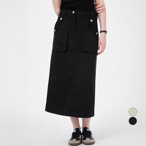 ELLE PARIS 여성용 카고 포켓 롱 스커트