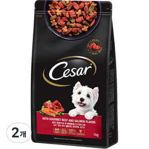 시저 어덜트 강아지 건식사료, 소, 1kg, 2개