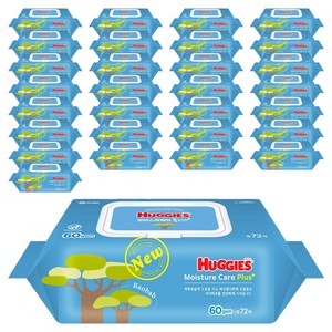 하기스 모이스쳐케어 플러스 유아물티슈 캡형, 60g, 72매, 30세트