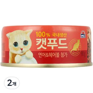 사조해표 캣푸드 간식캔, 연어, 90g, 2개