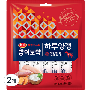 하림펫푸드 밥이보약 하루양갱 건강한 장 강아지 영양 간식, 닭+고구마, 224g, 2개