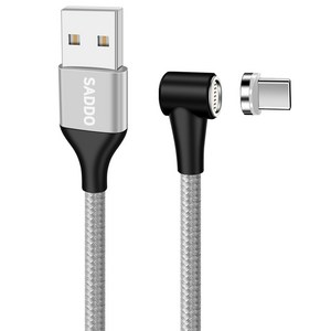 사또 3세대 USB C타입 커넥터 + ㄱ자형 마그네틱 고속충전 케이블 1m 세트, 실버, 1세트