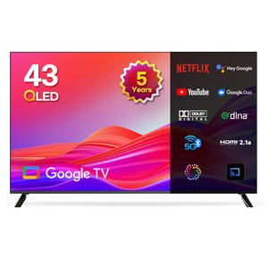 이노스 5년 무상AS 4K UHD QLED 구글 TV 43인치 티비, 고객직접설치, 스탠드형, G43QLED, 108cm(43인치)