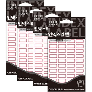 쁘띠팬시 일반 인덱스 라벨 견출지 20-211R, 빨강, 4개