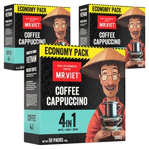 미스터비엣 인스턴트 4IN1 카푸치노 커피믹스, 20g, 50개입, 3개