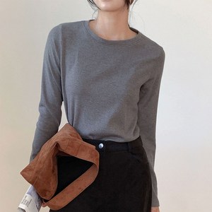 아피나르 여성용 슬림핏 웜업 기모 긴팔 티셔츠
