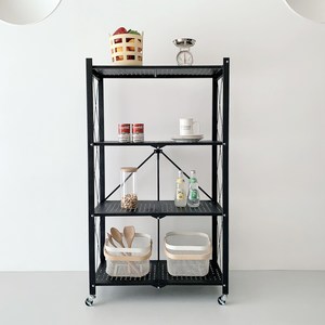 라이크하우스 레이어 폴딩 스틸 선반, 블랙, 71.5 x 35 x 126cm, 4단