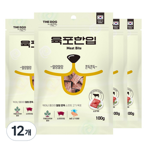 더독 소프트 생육 쫀득 강아지 간식 육포한입, 비프, 100g, 12개