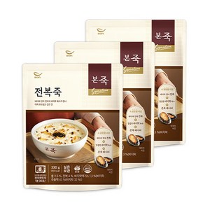 본죽 데워서 바로 먹는 전복죽, 330g, 3개