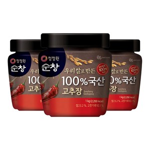 청정원순창 우리쌀로 만든 100% 국산 고추장, 1kg, 3개